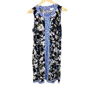 J. Jill Black Blue Floral Prairie Sleeveless Dress